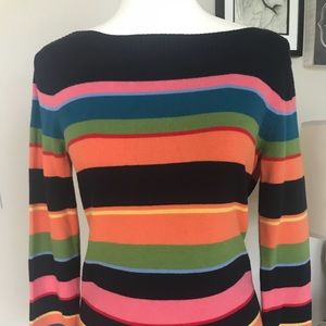 Talbots Multi-Colored Striped Lt Weight Sweater